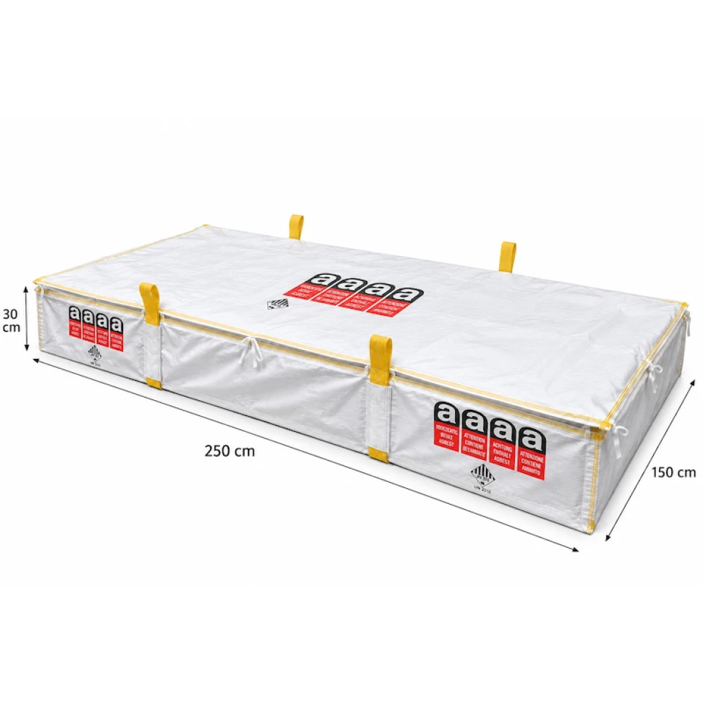 Bolsa para placas de amianto con doble liner, 250x150x30 cm