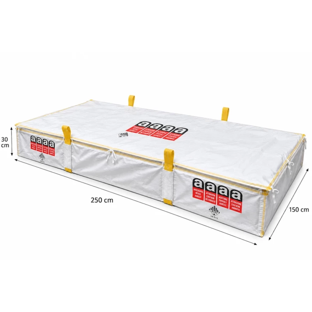 Bolsa para placas de amianto con doble liner, 250x150x30 cm